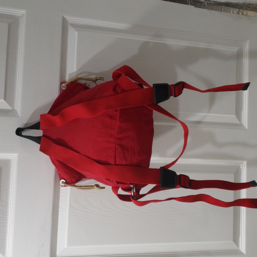 Kipling Red Nylon Backpack W/ Monkey Keychain & A… - image 7